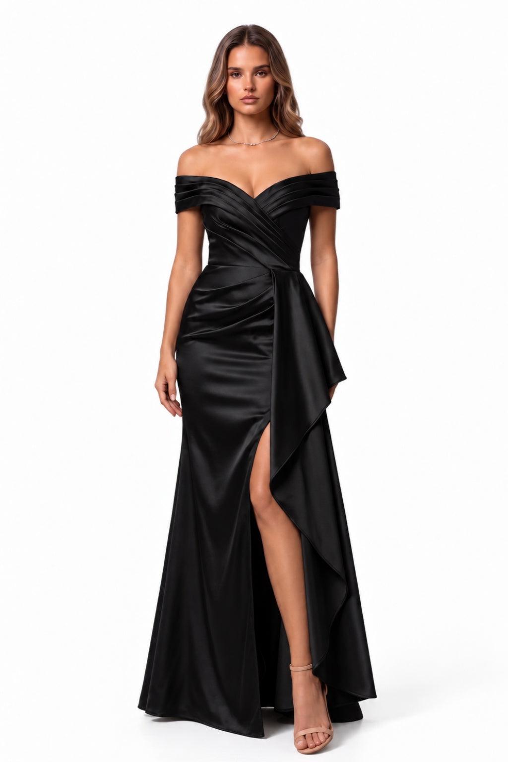 Trumpet-Mermaid Floor Length Stretch Satin Special Occasion Dress CS1087 - Black - COCOMELODY